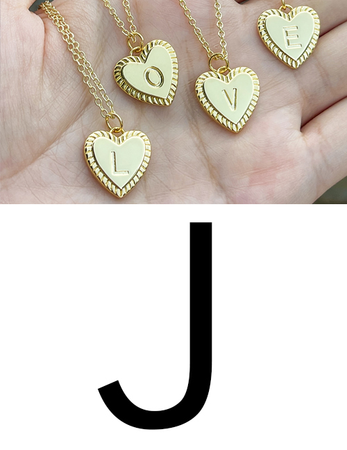 Fashion J Copper 26 Letter Heart Pendant Necklace