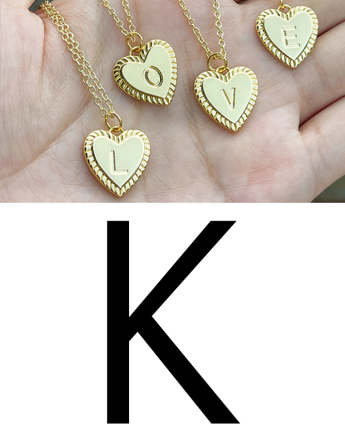 Fashion K Copper 26 Letter Heart Pendant Necklace