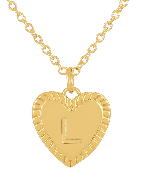 Fashion L Copper 26 Letter Heart Pendant Necklace