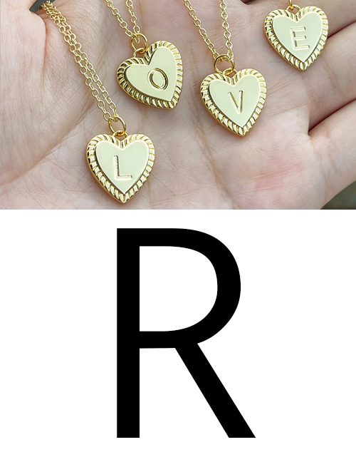 Fashion R Copper 26 Letter Heart Pendant Necklace