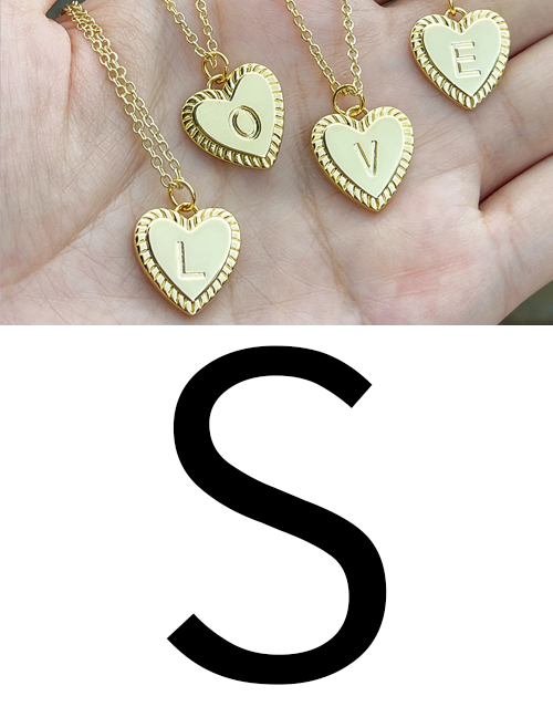 Fashion S Copper 26 Letter Heart Pendant Necklace