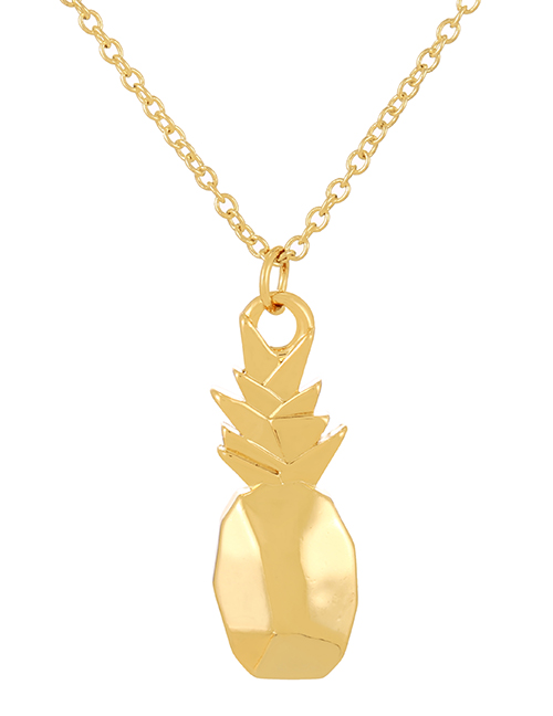 Fashion Golden 12 Copper Pineapple Pendant Necklace