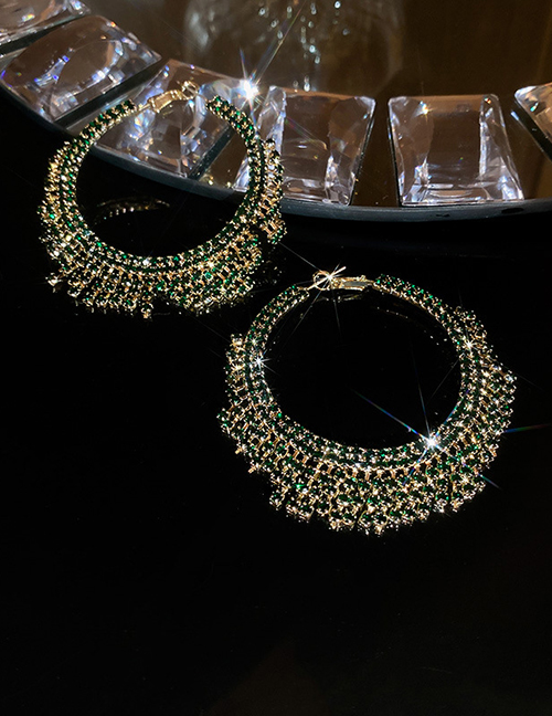 Fashion Gold Brass Diamond Geometric Circle Earrings