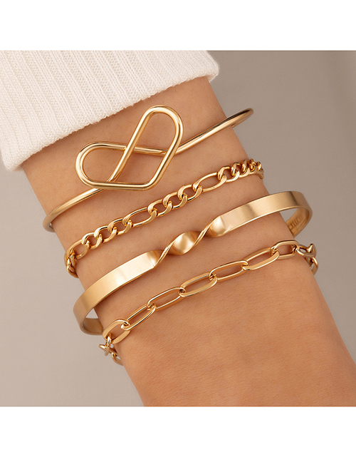 Fashion Gold Alloy Geometric Knotted Chain Twist Bracelet Set