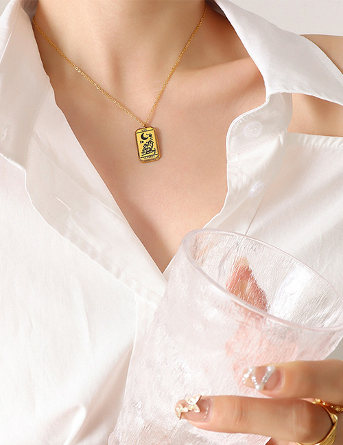 Fashion Power Gold Necklace-40+5cm Titanium Steel Geometric Tarot Necklace