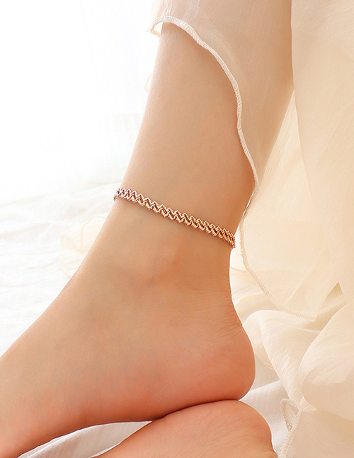 Fashion Rose Gold Titanium Steel Gold Plated Geometric Chain Anklet