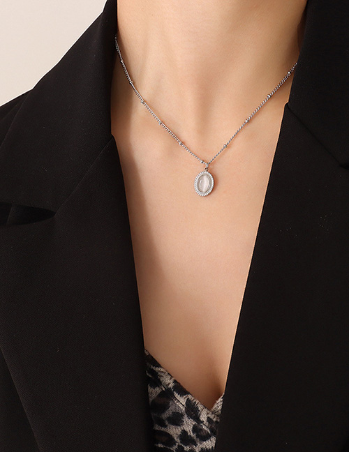 Fashion X254-steel Opal Necklace-39+5cm Titanium Gold Plated Pine Geometric Necklace