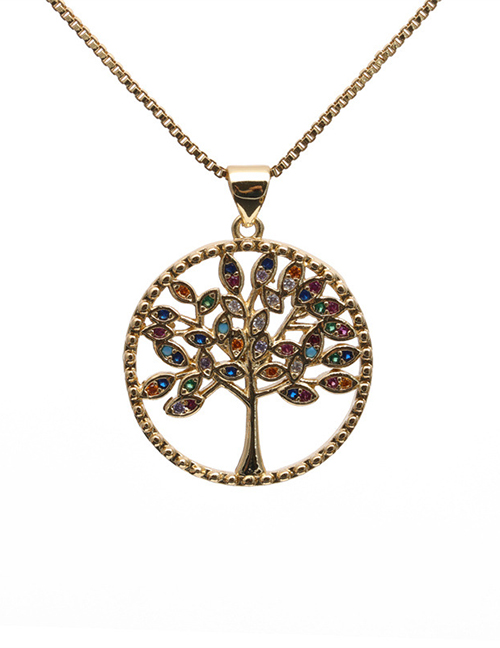 Fashion 1# Copper Gold Plated And Diamond Tree Of Life Necklace