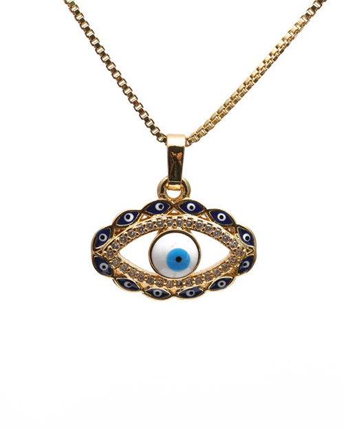 Fashion 3# Copper And Diamond Geometric Eye Necklace