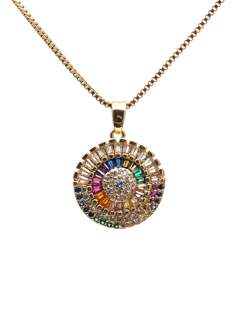 Fashion 13# Copper And Diamond Geometric Eye Necklace