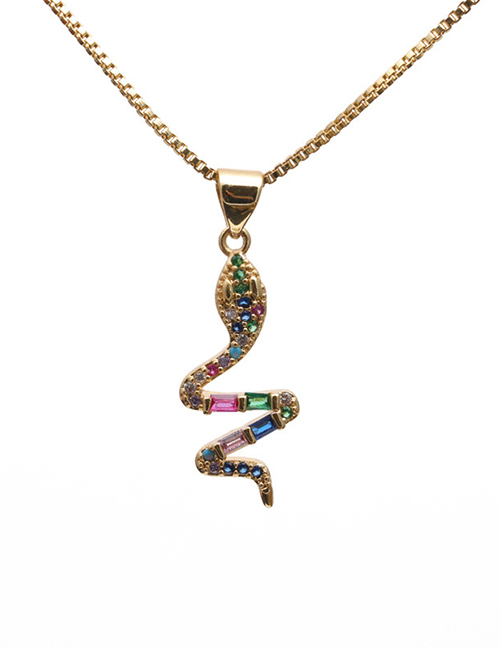 Fashion 2# Brass Gold Plated Serpent Necklace With Diamonds