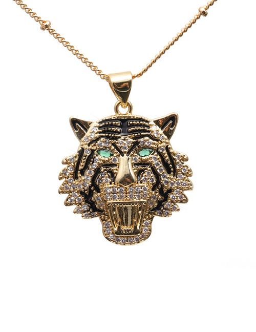 Fashion 11# Bronze Zirconium Tiger Necklace