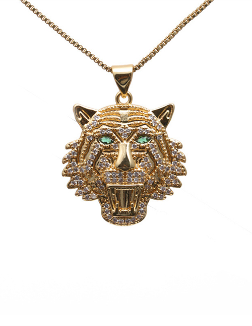 Fashion 12# Bronze Zirconium Tiger Necklace