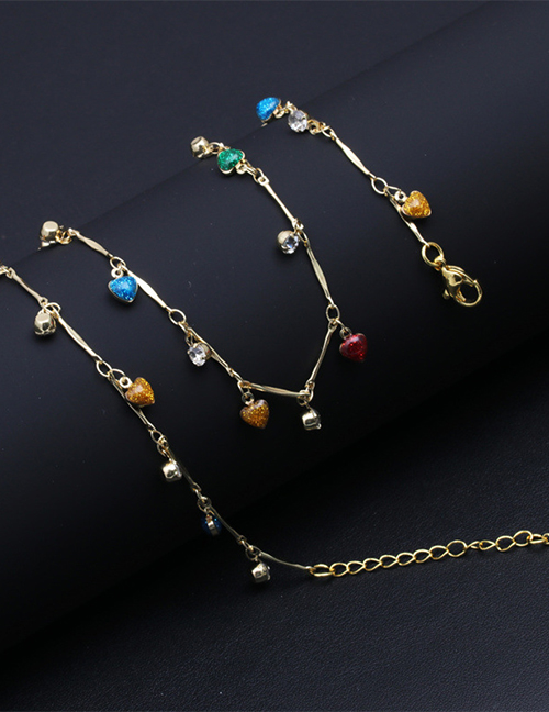 Fashion 2# Bronze Colored Stone Heart Fringe Necklace