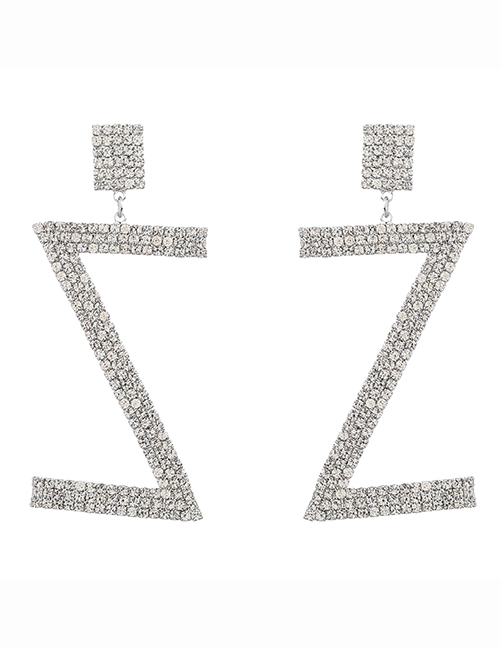 Fashion Z Alloy Diamond Alphabet Stud Earrings