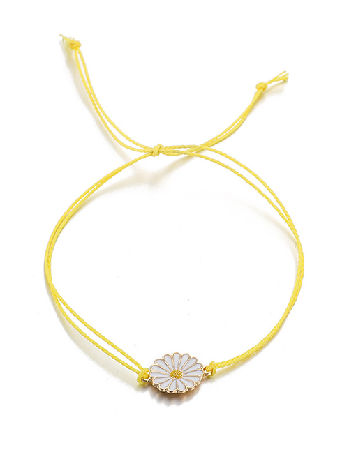 Fashion Yellow Alloy Geometric Daisy Cord Braid Bracelet