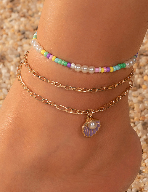 Fashion FZ0310zise Alloy Rice Bead Multilayer Anklet