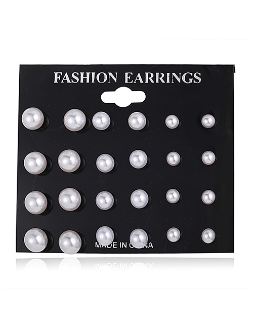Fashion  Alloy Pearl Round Stud Earrings Set