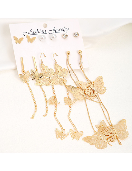 Fashion  Alloy Hollow Butterfly Stud Earrings Set