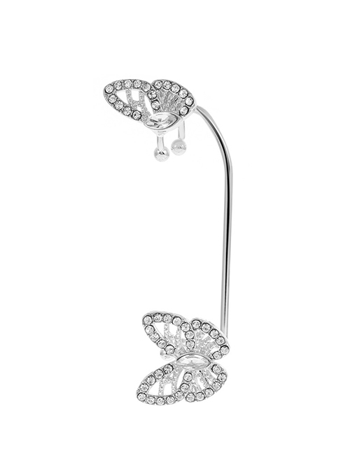 Fashion 46 Silver K Type Right M-458 Alloy Diamond Butterfly Ear Cuff