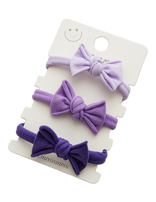 Fashion Purple Three-piece Suit Nylon Basic Solid Color Bow Seamless Hair Tie