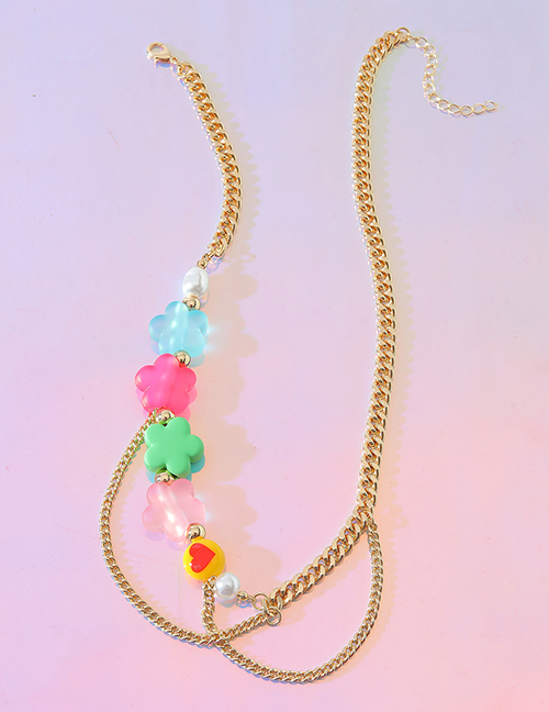 Fashion Color Alloy Colorful Flower Tassel Necklace
