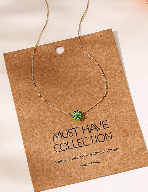Fashion Green Alloy Glass Flower Necklace