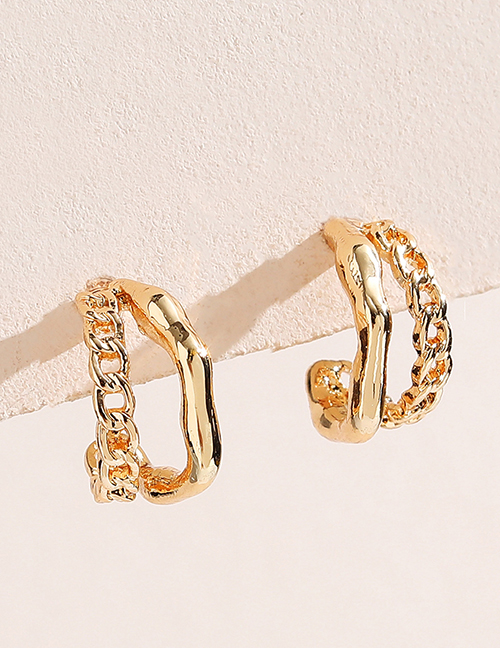 Fashion Gold Alloy Chain Geometric Stud Earrings