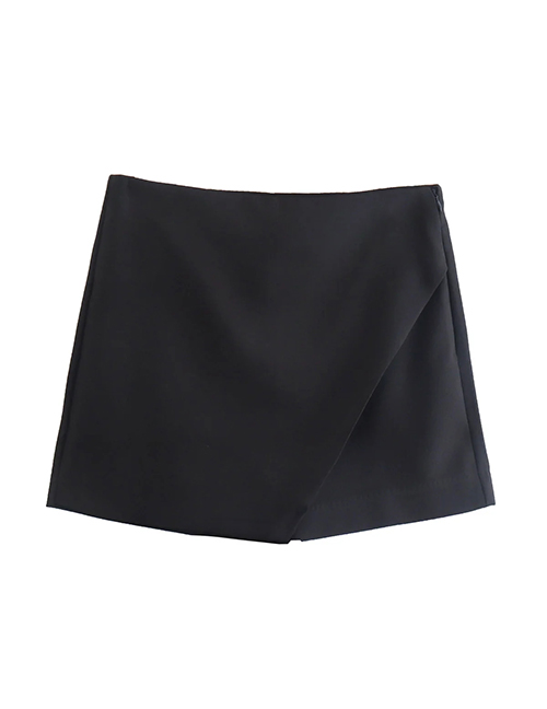 Fashion Black Solid Color Asymmetric Culottes