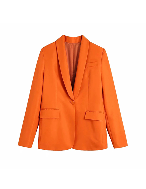 Fashion Orange Solid Color Dress Collar Blazer
