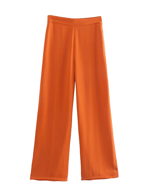 Fashion Orange Solid Flared Trousers