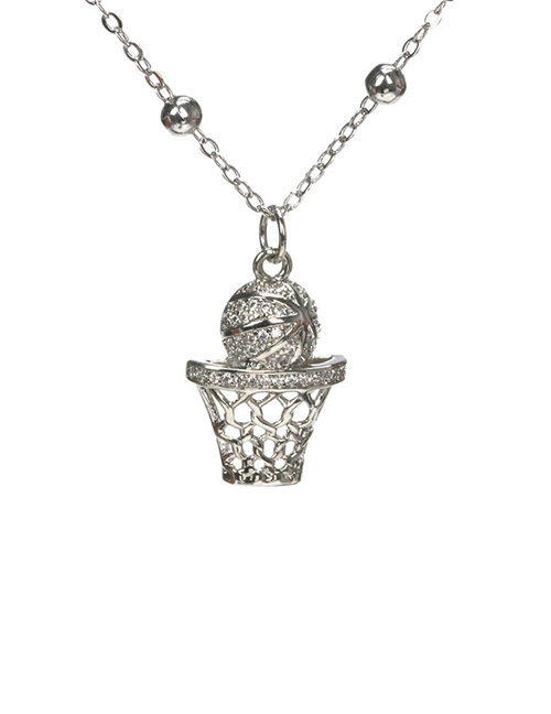 Fashion  Bronze Zirconium Basketball Hoop Cutout Necklace