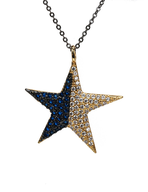 Fashion  Brass-inlaid Zirconium Pentagram Necklace