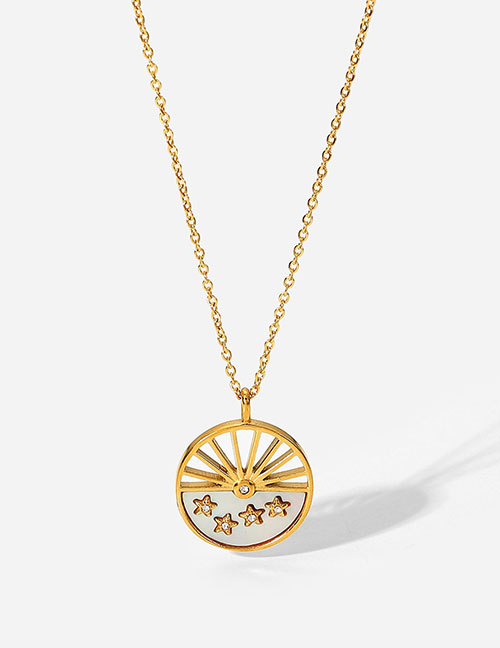 Fashion Gold Stainless Steel Pendant Star Medal Necklace
