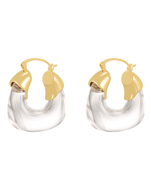 Fashion White Geometric Crystal Copper Earrings