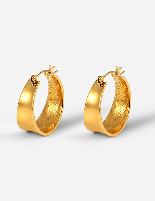 Fashion Gold Stainless Steel Curved Glossy Earrings