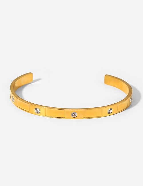 Fashion Gold Stainless Steel Diamond Check Bracelet