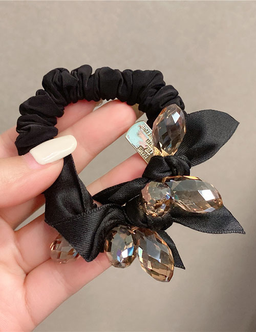 Fashion Black Hair Tie Crystal Braided Pleated Hair Rope