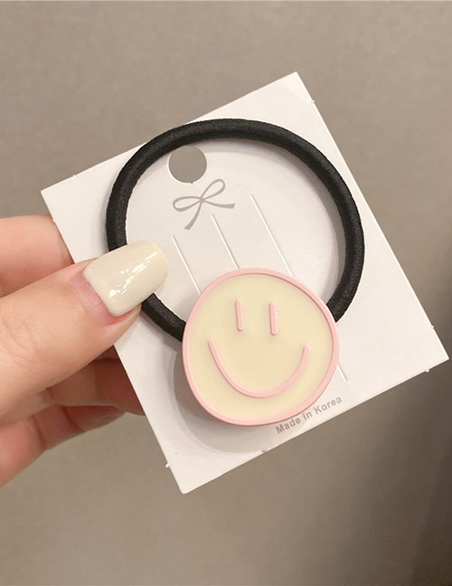 Fashion Pink Edge Rice Smiley Alloy Geometric Smiley Hair Rope