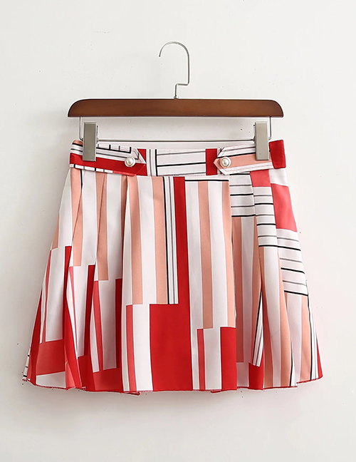 Fashion Red Geometric Print Skirt