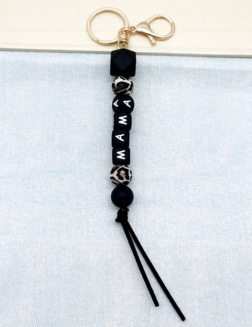 Fashion Silicone Bead Letter Mama (2#) Silicone Beaded Alphabet Beads Keychain