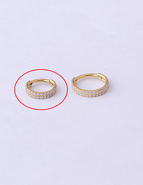 Fashion 708 - Gold Titanium Steel Double Row Zirconium Closed Mouth Piercing Nose Ring