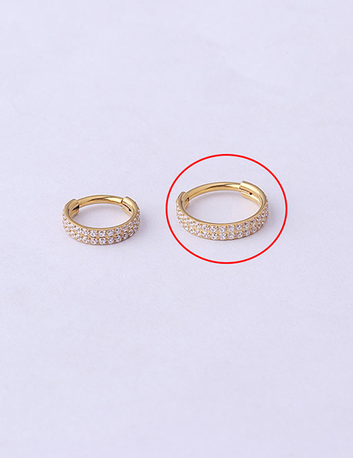 Fashion 708 - Gold Titanium Steel Double Row Zirconium Closed Mouth Piercing Nose Ring