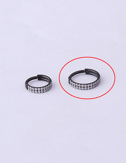 Fashion 708-black Titanium Steel Double Row Zirconium Closed Mouth Piercing Nose Ring