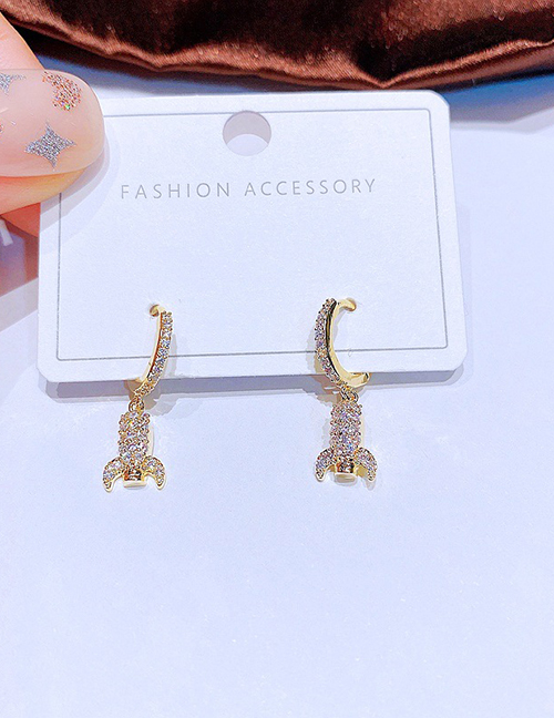Fashion Gold Bronze Zirconium Rocket Earrings