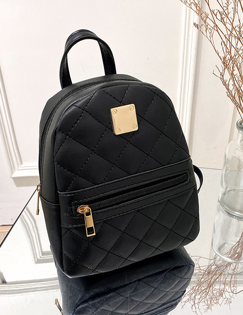 Fashion Black Pu Lingge Large Capacity Backpack