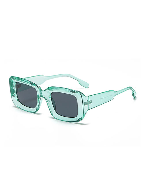 Fashion Translucent Green Frame All Grey Pc Square Sunglasses