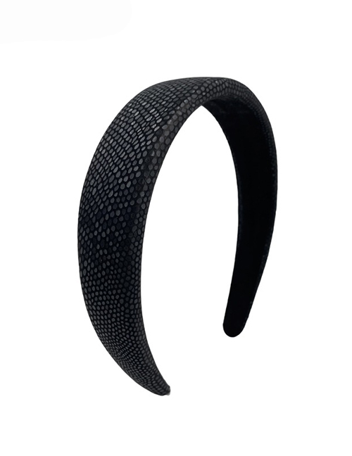 Fashion Black Pu Leather Sponge Snake Pattern Wide-brimmed Headband