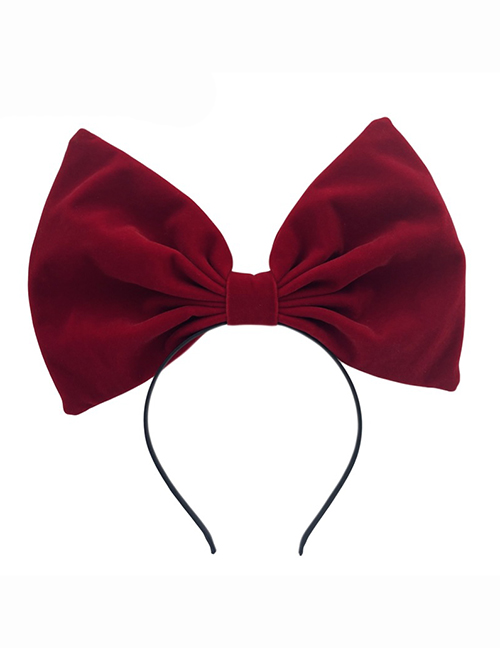 Fashion Red Solid Color Velvet Large Bow Headband