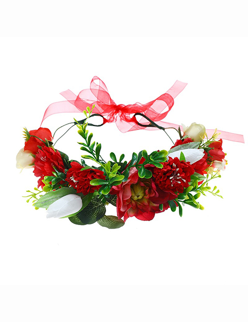 Fashion 5 Red Imitation Fabric Flower Wreath